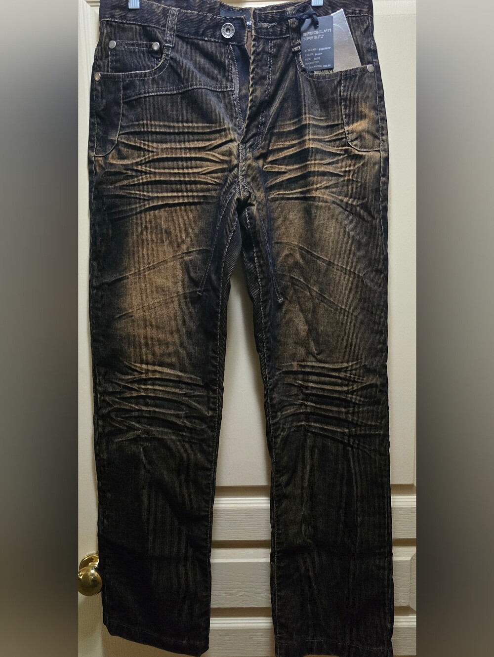 Brooklyn Xpress Men's Black and Brown Corduroy Jeans Size 32